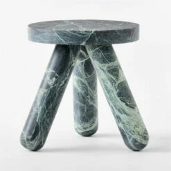 Jaxx Round Green Marble Side Table Tall -marin sHOP JaxxGrnMblTallSideTableSOSSS23
