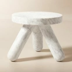 Jaxx White Marble Side Table Short