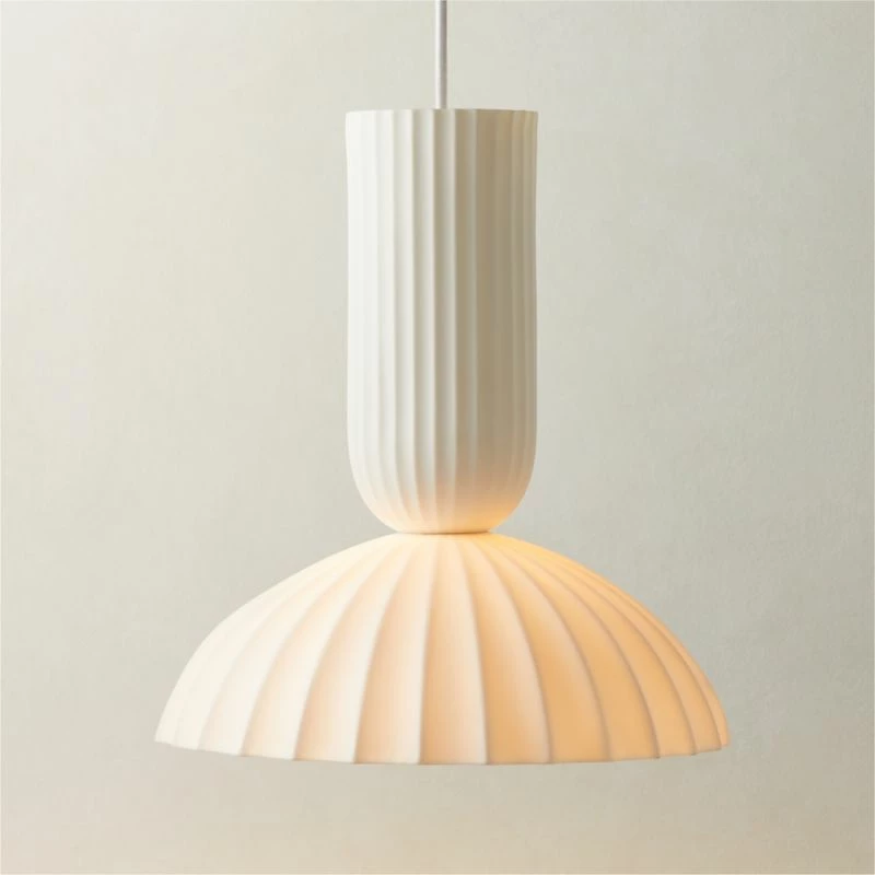 Jeanne Fluted White Porcelain Dome Pendant Light 4 Jeanne Fluted White Porcelain Dome Pendant Light - Image 2