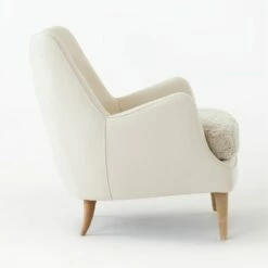 Jed Linen And Shearling Chair With Natural Legs -marin sHOP JedChairLinenShearlingSDSSS21