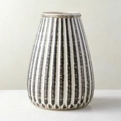 Justina Ribbed White Vase