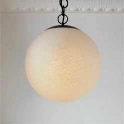 Moon Globe Pendant Light With Black Chain 14" 7 Moon Globe Pendant Light With Black Chain 14" -marin sHOP KMMoonPendantSmallROS21