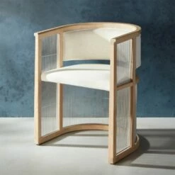 Kaishi White Fabric Chair With Whitewashed Ash Frame