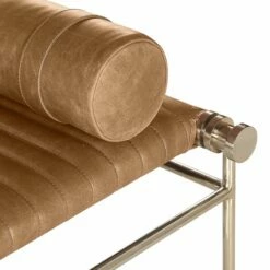 La Strizza 61" Saddle Leather Bench With Bolster Pillows -marin sHOP LAStrizzaSaddleLthrBenchAVF19