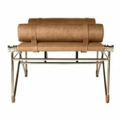 La Strizza 61" Saddle Leather Bench With Bolster Pillows -marin sHOP LAStrizzaSaddleLthrBenchSDF19