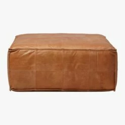 Large Brown Leather Ottoman Pouf -marin sHOP LeatherOttoSaddleF16