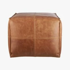 Leather Square Brown Pouf 7 Leather Square Brown Pouf -marin sHOP LeatherPoufAV1F15