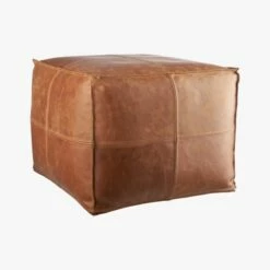 Leather Square Brown Pouf 8 Leather Square Brown Pouf -marin sHOP LeatherPoufAV3F15