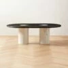 Liguria Oval Black Marble Coffee Table With White Marble Base 1 Liguria Oval Black Marble Coffee Table With White Marble Base -marin sHOP LiguriaBkOvTpWtBsMbCfTblSHF22