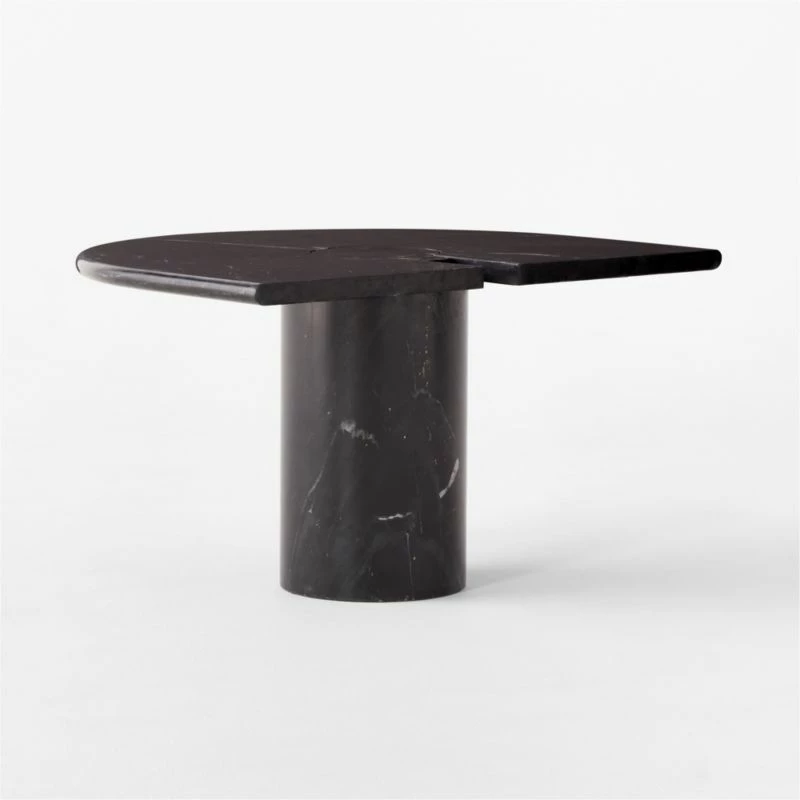 Liguria Rounded Black Marble Side Table With Black Marble Base 8 Liguria Rounded Black Marble Side Table With Black Marble Base - Image 6