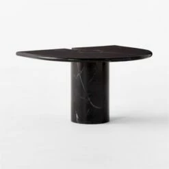 Liguria Rounded Black Marble Side Table With Black Marble Base 13 Liguria Rounded Black Marble Side Table With Black Marble Base -marin sHOP LiguriaBkTopBkBsTable3QSSF22
