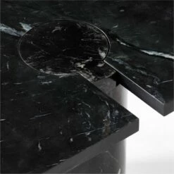 Liguria Rounded Black Marble Side Table With Black Marble Base 16 Liguria Rounded Black Marble Side Table With Black Marble Base -marin sHOP LiguriaBkTopBkBsTableAVSSF22