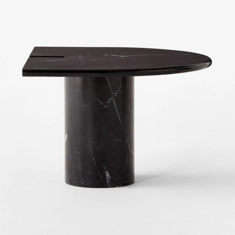 Liguria Rounded Black Marble Side Table With Black Marble Base 7 Liguria Rounded Black Marble Side Table With Black Marble Base - Image 5