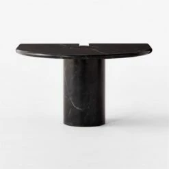 Liguria Rounded Black Marble Side Table With Black Marble Base 12 Liguria Rounded Black Marble Side Table With Black Marble Base -marin sHOP LiguriaBkTopBkBsTableSOSSF22
