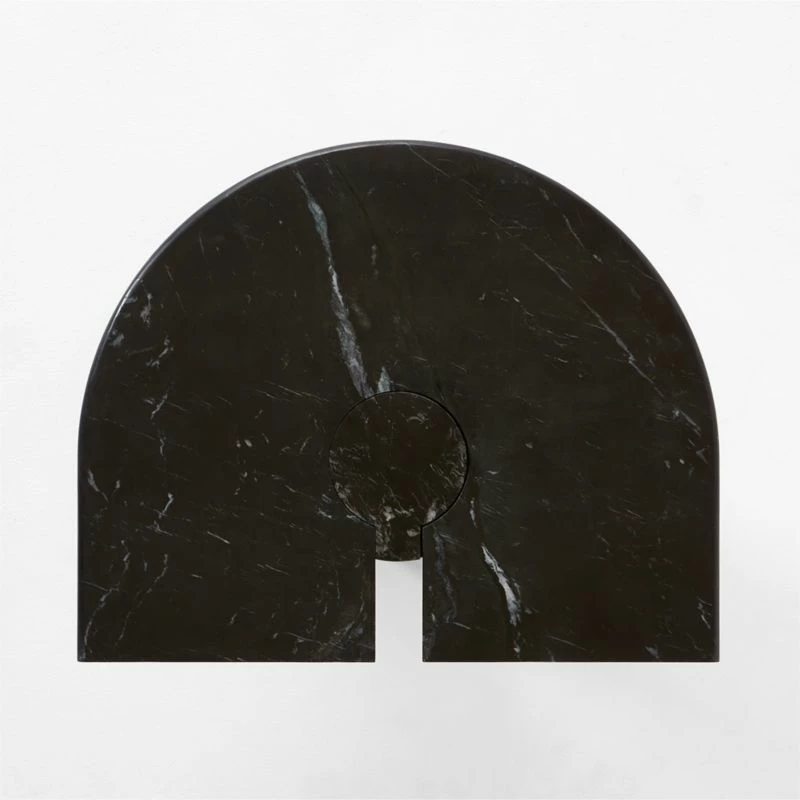 Liguria Rounded Black Marble Side Table With Black Marble Base 10 Liguria Rounded Black Marble Side Table With Black Marble Base - Image 8