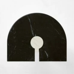 Liguria Rounded Black Marble Side Table With White Marble Base -marin sHOP LiguriaBkTopWtBsTableTOPSSF22
