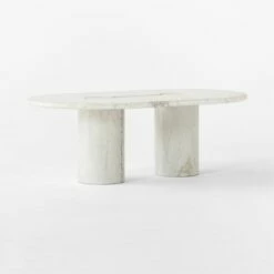 Liguria Oval White Marble Coffee Table With White Marble Base 10 Liguria Oval White Marble Coffee Table With White Marble Base -marin sHOP LiguriaWtOvTpWtBsMbCfTbl3QSSF22