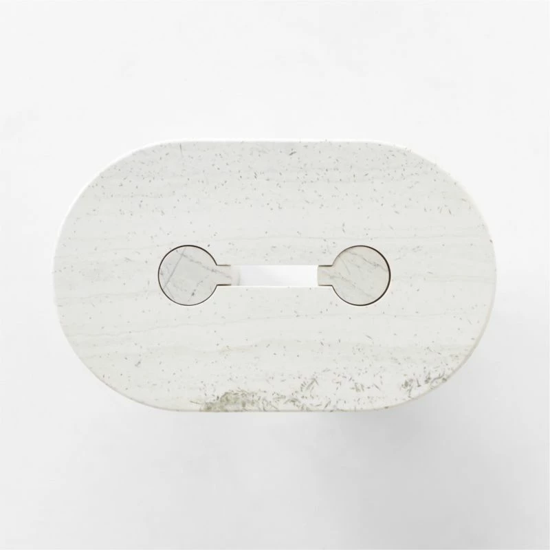 Liguria Oval White Marble Coffee Table With White Marble Base 8 Liguria Oval White Marble Coffee Table With White Marble Base - Image 6