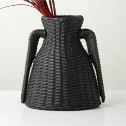 Luana Woven Black Vase Small -marin sHOP LuanaBlkWvnVaseBasketSmAVSHS23