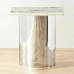 Luca White Marble Side Table