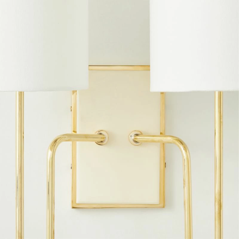 Lucerne Polished Brass Double Wall Sconce Light 5 Lucerne Polished Brass Double Wall Sconce Light - Image 3