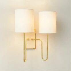 Lucerne Polished Brass Double Wall Sconce Light 6 Lucerne Polished Brass Double Wall Sconce Light -marin sHOP LucernePldBrsNIvyDblScncROS23