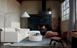 Large Brown Leather Ottoman Pouf -marin sHOP LuminWhiteLinen4PieceSectionalJL19