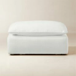 Lumin Snow White Performance Fabric Ottoman