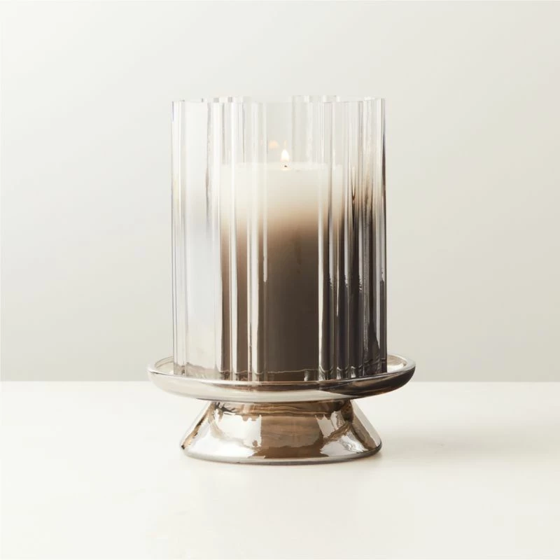Lustro Smoked Glass Hurricane Candle Holder Small 5 Lustro Smoked Glass Hurricane Candle Holder Small - Image 3
