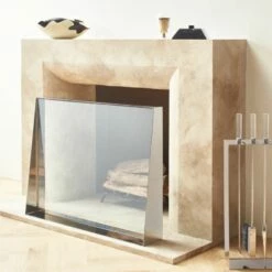 Maddox Polished Stainless Steel Fireplace Screen -marin sHOP MaddoxSSFireplaceScreenAVSHF22