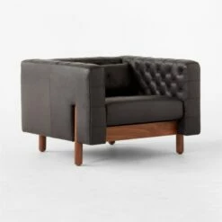 Marconi Tufted Black Leather Accent Chair 21 Marconi Tufted Black Leather Accent Chair -marin sHOP MarconiBlkLthrTfftdChair3QSSF22