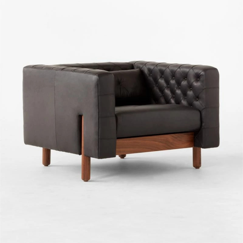 Marconi Tufted Black Leather Accent Chair 10 Marconi Tufted Black Leather Accent Chair - Image 8