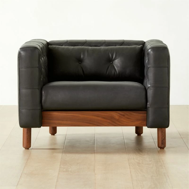 Marconi Tufted Black Leather Accent Chair 3 Marconi Tufted Black Leather Accent Chair