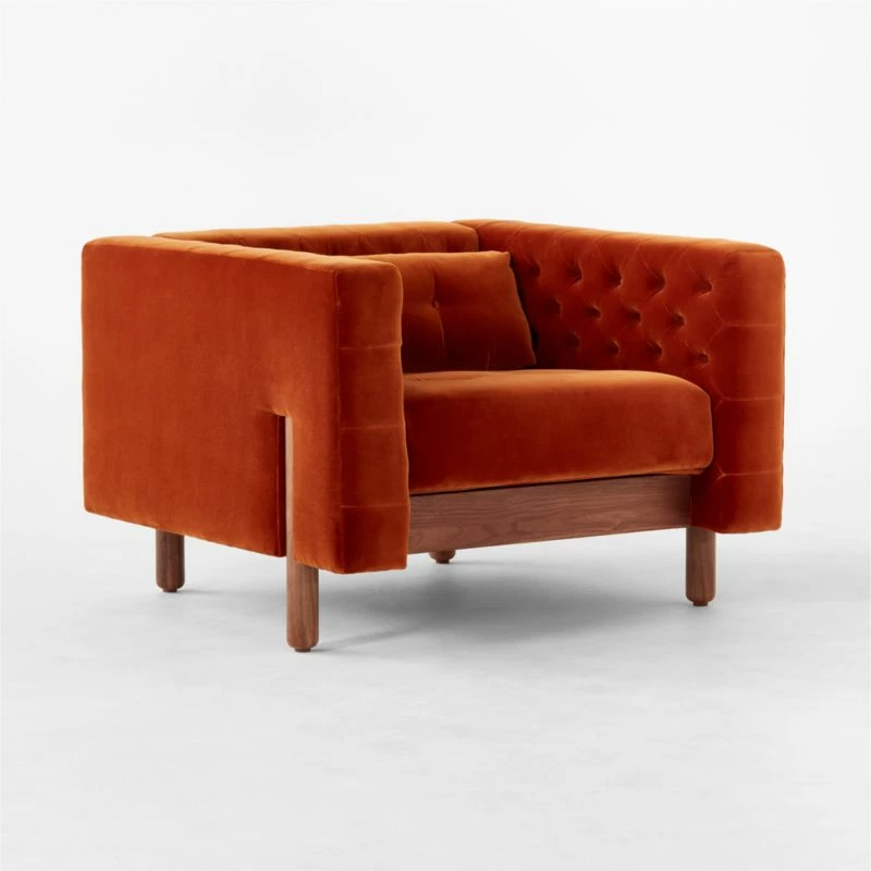 Marconi Tufted Rust Velvet Accent Chair 6 Marconi Tufted Rust Velvet Accent Chair - Image 4
