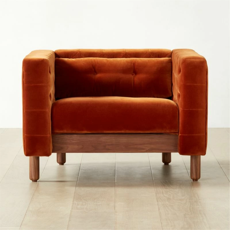 Marconi Tufted Rust Velvet Accent Chair 3 Marconi Tufted Rust Velvet Accent Chair