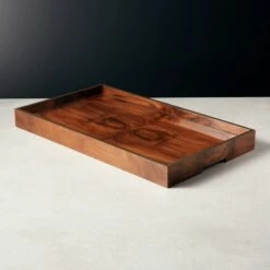 Marq Rectangular Burl Wood Tray