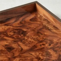Marq Rectangular Burl Wood Tray -marin sHOP MarqSqBrlwdTray16x16inLrgAVSHS21
