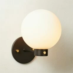Marra Black Globe Wall Sconce Light -marin sHOP MarraBkBrsSingleSconceROS23