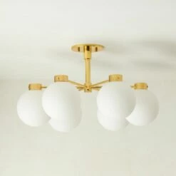 Marra 6-Bulb Polished Brass Flush Mount Light