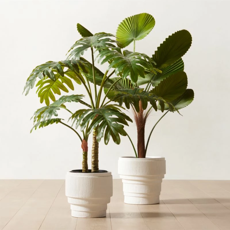 Marram Ribbed White Indoor Planter Small 4 Marram Ribbed White Indoor Planter Small - Image 2