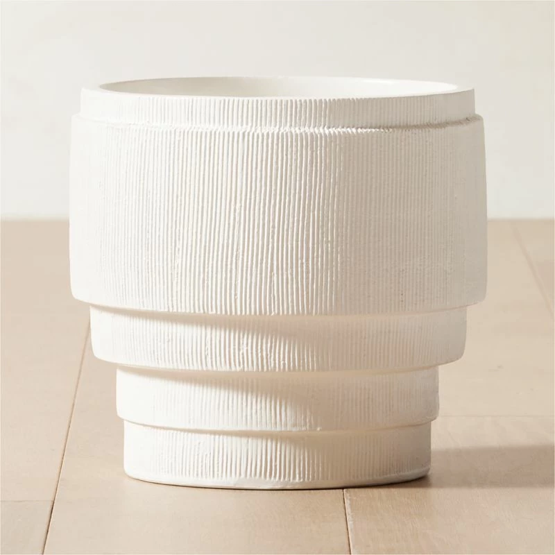 Marram Ribbed White Indoor Planter Small 3 Marram Ribbed White Indoor Planter Small