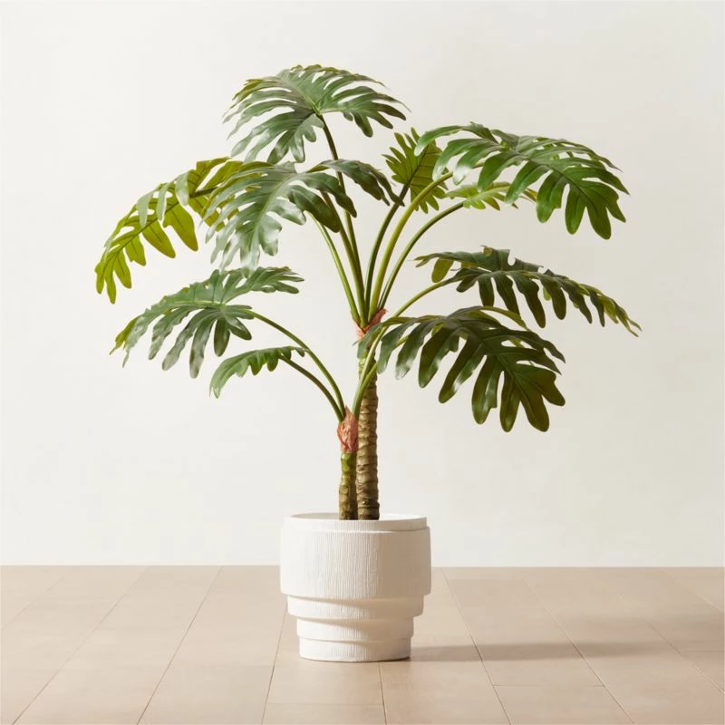 Marram Ribbed White Indoor Planter Small 5 Marram Ribbed White Indoor Planter Small - Image 3