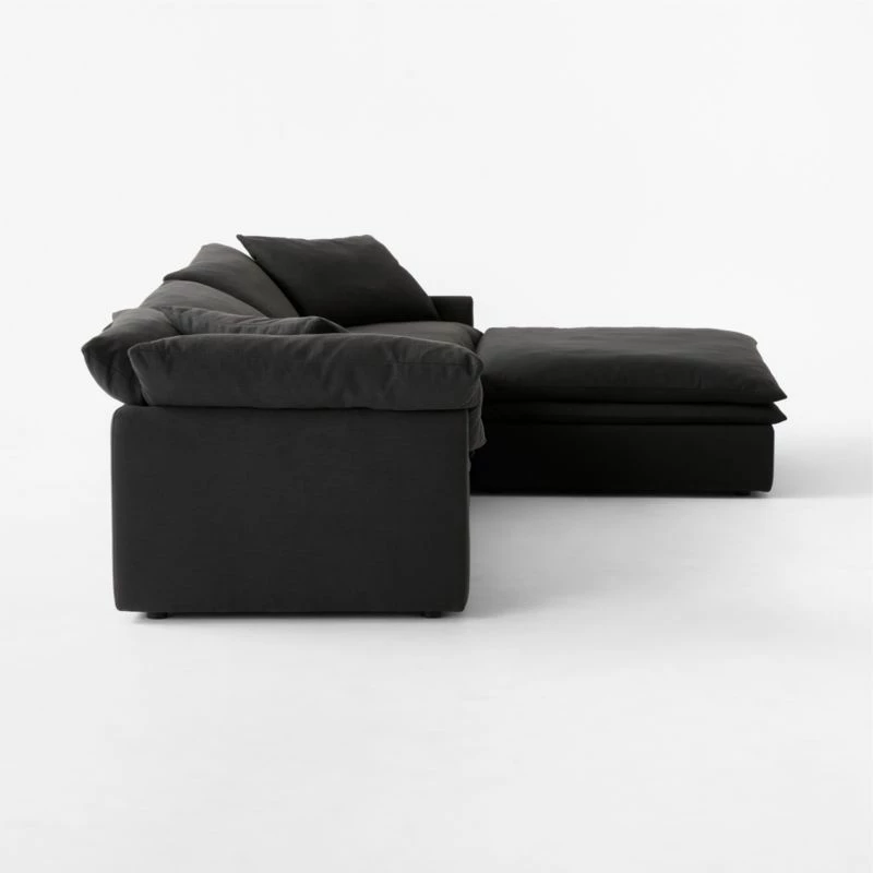 Mattea 4-Piece Charcoal Black Performance Linen Sectional Sofa With Right-Arm 6 Mattea 4-Piece Charcoal Black Performance Linen Sectional Sofa With Right-Arm - Image 4