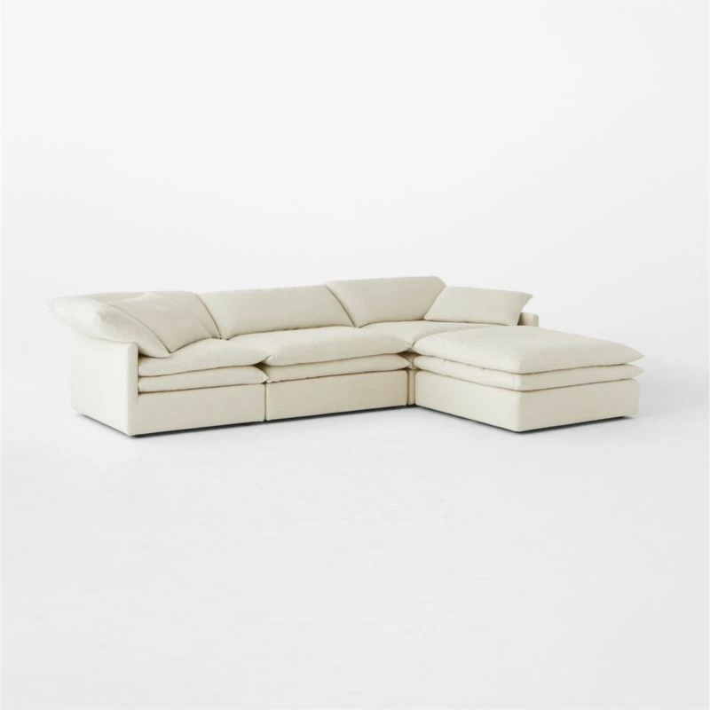 Mattea 4-Piece Neutral Performance Linen Sectional Sofa With Right-Arm 6 Mattea 4-Piece Neutral Performance Linen Sectional Sofa With Right-Arm - Image 4