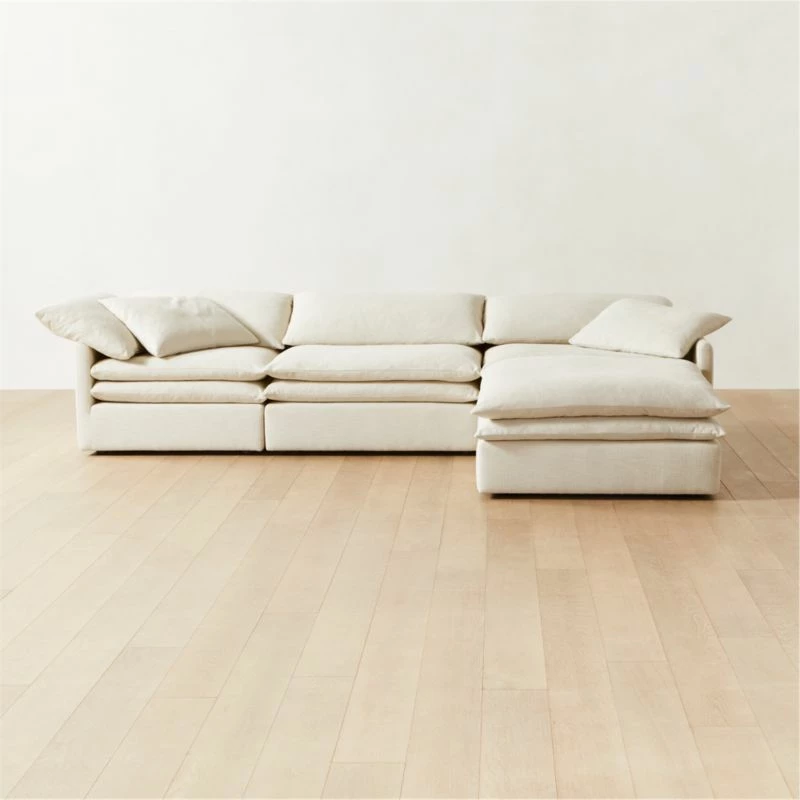 Mattea 4-Piece Neutral Performance Linen Sectional Sofa With Right-Arm 3 Mattea 4-Piece Neutral Performance Linen Sectional Sofa With Right-Arm