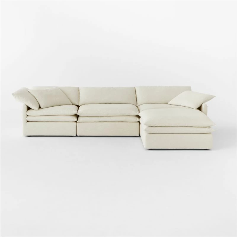 Mattea 4-Piece Neutral Performance Linen Sectional Sofa With Right-Arm 5 Mattea 4-Piece Neutral Performance Linen Sectional Sofa With Right-Arm - Image 3