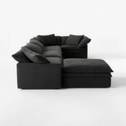 Mattea 6-Piece Charcoal Black Performance Linen Sectional Sofa With Left Arm -marin sHOP Mattea6PcBlkLASectSDSSS23