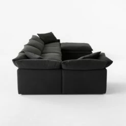 Mattea 6-Piece Charcoal Black Performance Linen Sectional Sofa With Right Arm -marin sHOP Mattea6PcBlkRASectSDSSS23