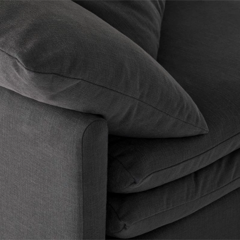 Mattea 4-Piece Charcoal Black Performance Linen Sectional Sofa With Left-Arm 8 Mattea 4-Piece Charcoal Black Performance Linen Sectional Sofa With Left-Arm - Image 6