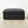 Mattea Onyx Black Performance Linen Ottoman